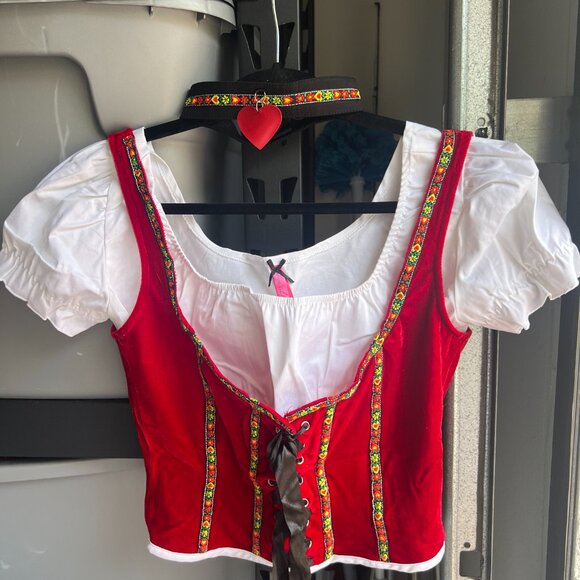 Seven 'til Mignight Costume Women Size M/L 4 Pcs Beer Babe W/ Top, Bustier & Top - Picture 5 of 6